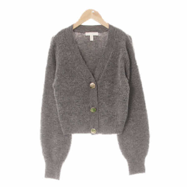 h&m 그레이 울혼방 골드버튼크롭보카시가디건