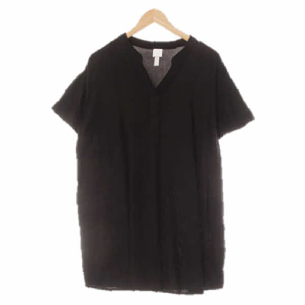 h&m 블랙 비스코스 루즈핏노카라반소매원피스