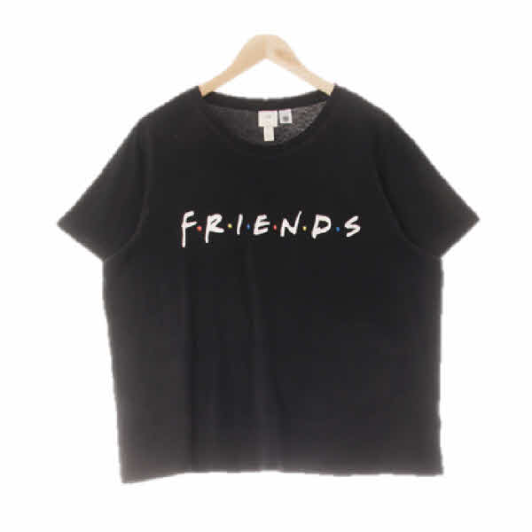 h&m 블랙 프린팅 면 프렌즈레터루즈반팔티