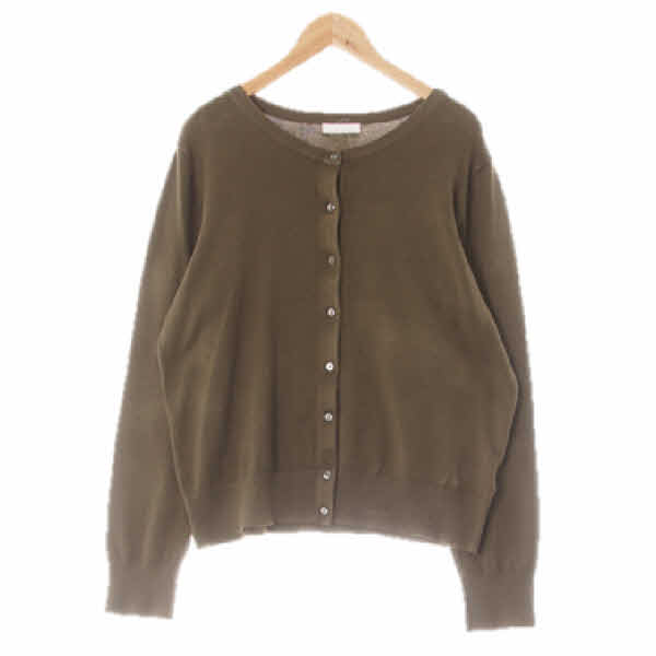 h&m 올리브그린 비스코스혼방 미니멀라운드넥가디건
