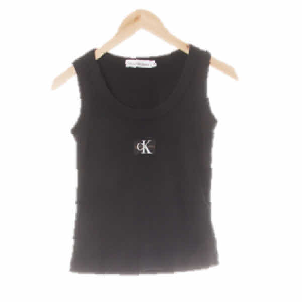 캘빈클라인 블랙 면혼방 골지와이드숄더탱크탑