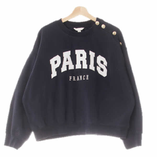 h&m 네이비 면혼방 파리패치어깨버튼맨투맨