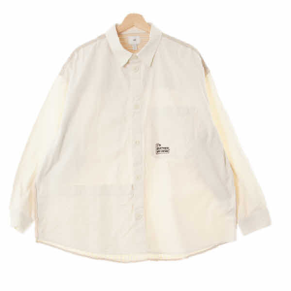 h&m 샌드아이보리 면 레터링빅언발포켓셔츠