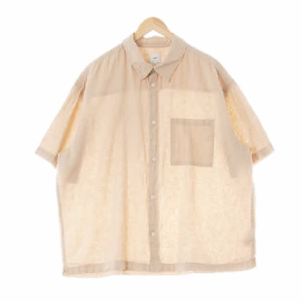 h&m 베이지 린넨혼방 원포켓루즈반팔셔츠