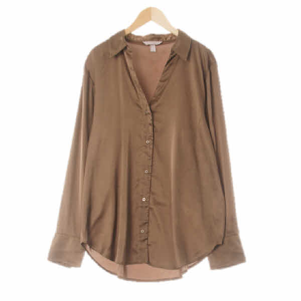 h&m 브론즈브라운 새틴슬릭블라우스