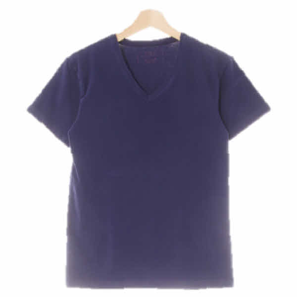 자라 블루 면혼방 브이넥슬림핏반팔티