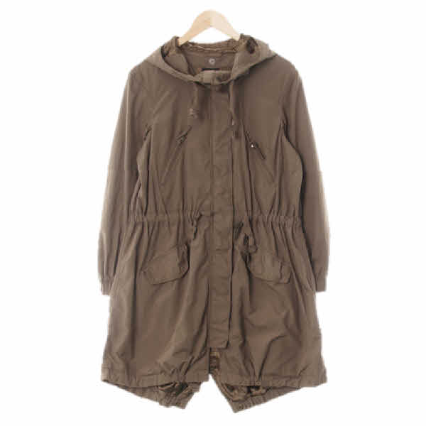 h&m 샤틴카키 셔링롱사파리코트