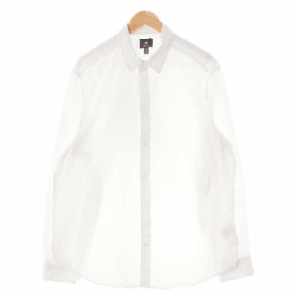 h&m 화이트 면혼방 레귤러핏긴팔셔츠