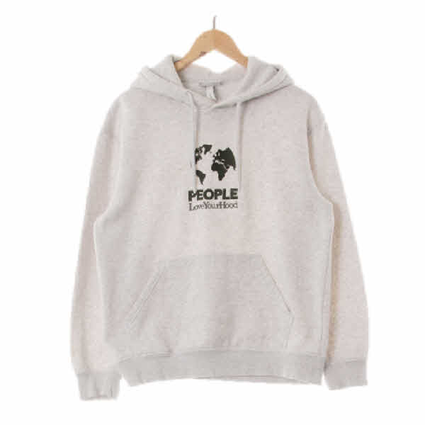 h&m 멜란지화이트 면혼방 자수레터링루즈후드티
