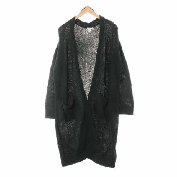 h&m 딥그린 아크릴 맥시오픈니트가디건