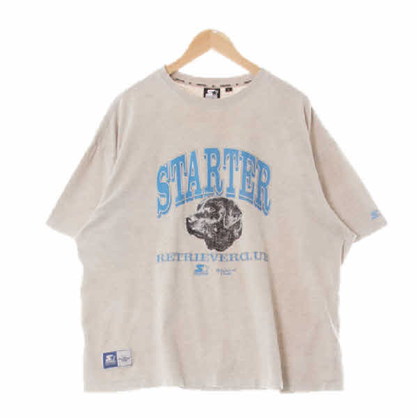 starter 멜란지그레이 프린팅 면 레터링강아지루즈반팔티