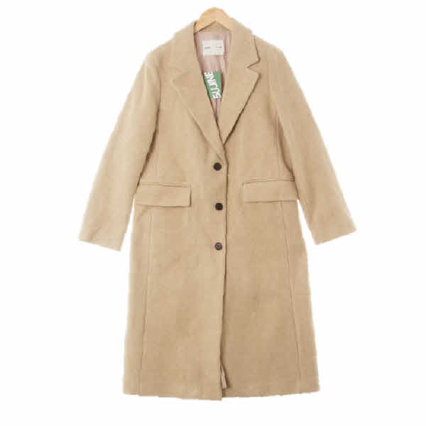 mixxo 베이지 울혼방 쓰리버튼싱글맥시코트