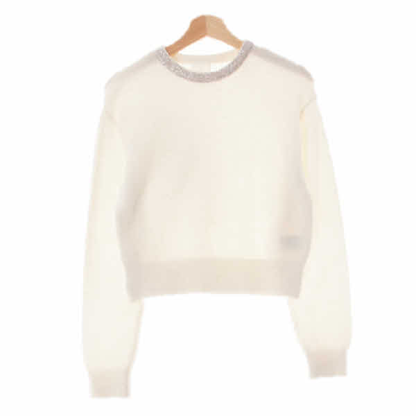 h&m 아이보리 울혼방 큐빅넥루즈스웨터