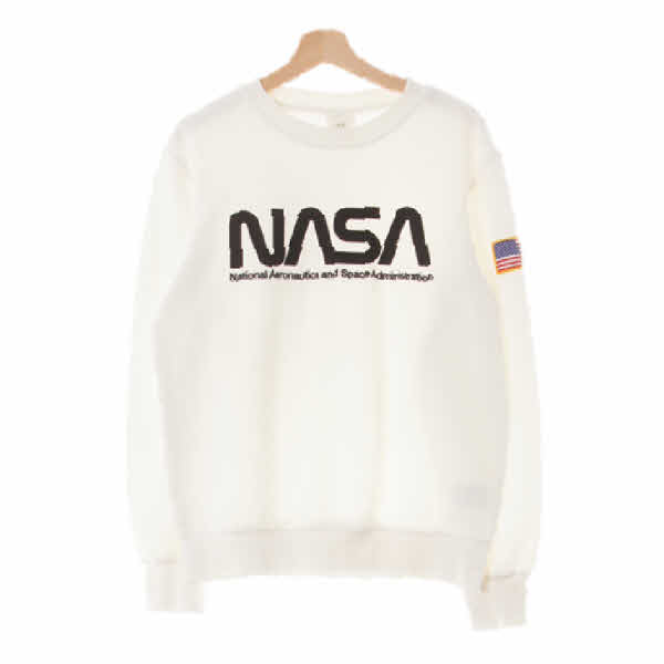 h&m 화이트 면혼방 나사기모맨투맨