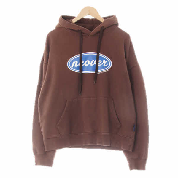 ncover 다크초콜릿브라운 면혼방 빅로고기모후드티 