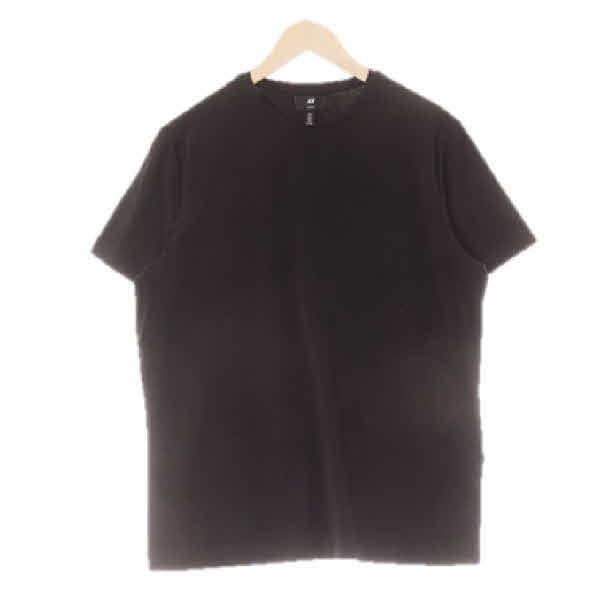 h&m 블랙 면혼방 라운드기본반팔티셔츠