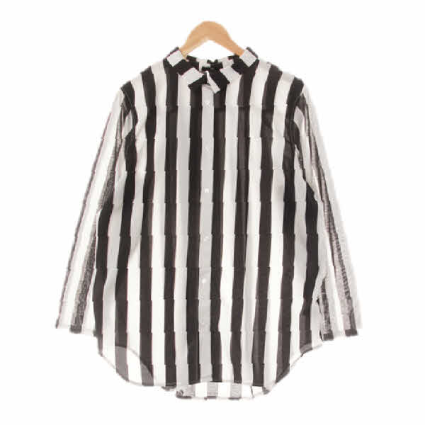 h&m 블랙화이트 스트라이프 투톤블라우스