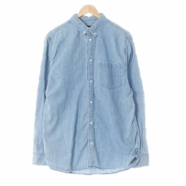 h&m 스톤워시블루 면 포켓청셔츠