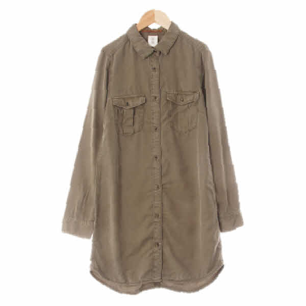 h&m 카키 더블플랩포켓셔츠원피스