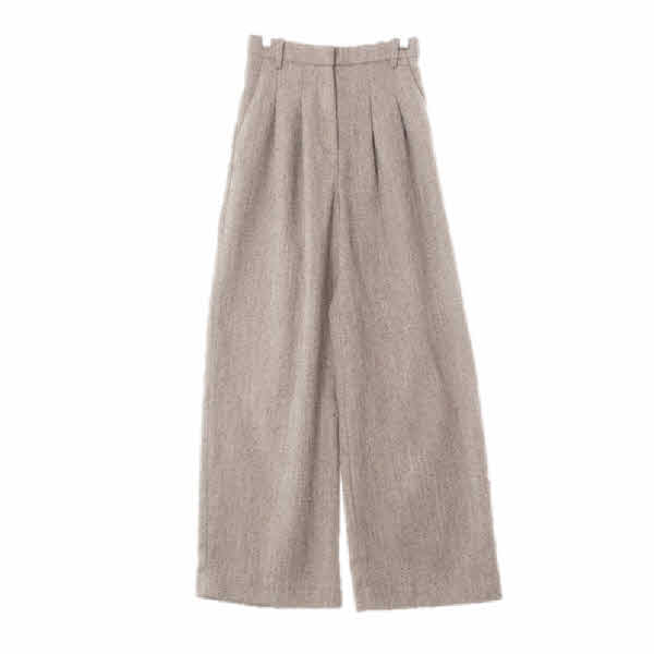 h&m 브라운 헤링본패턴 투턱와이드슬랙팬츠