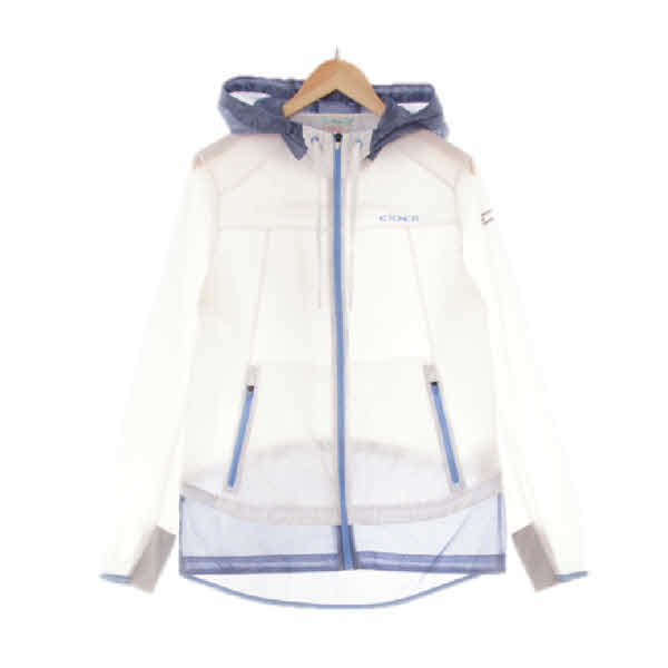 아이더 화이트블루 프린팅 절개투톤라이트바람막이