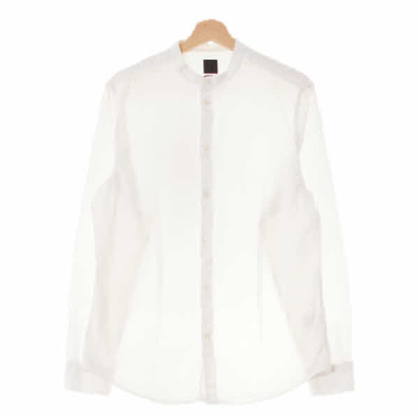 h&m 화이트 면 라운드넥슬림핏긴팔셔츠