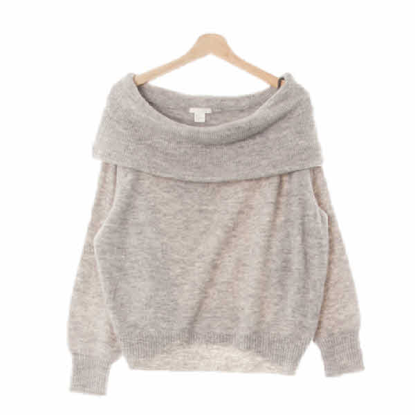 h&m 멜란지그레이 울혼방 오프숄더나그랑스웨터