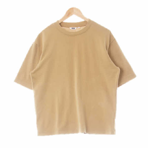 유니클로 베이지 에어리즘 오버사이즈크루넥반팔티