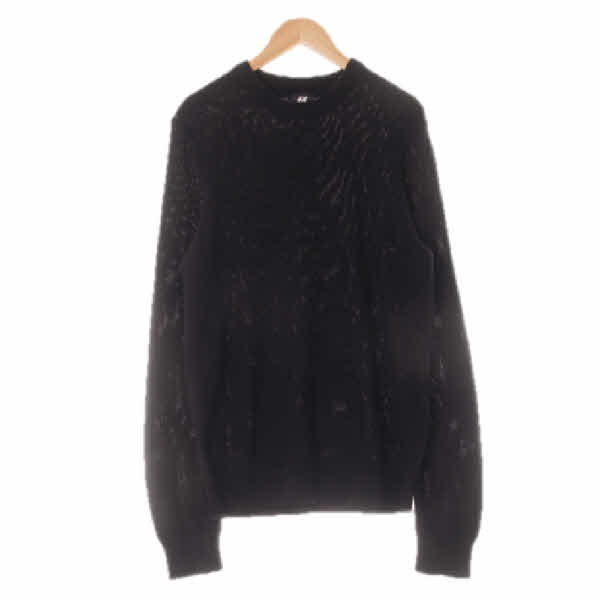 h&m 블랙 면혼방 라운드기본니트