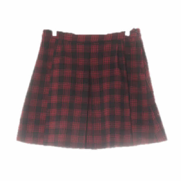 h&m 블랙스칼렛레드 체크 비스코스혼방 플리츠네오프렌스커트