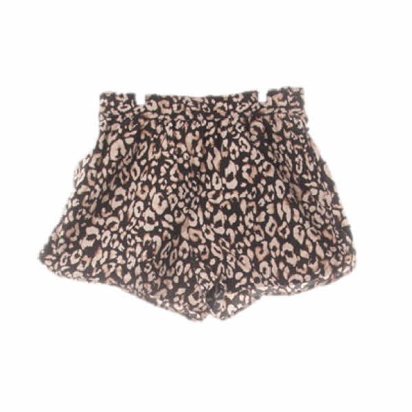 H&M 블랙코코아브라운 레오파드 면 트임라운드컷숏츠