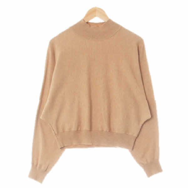 h&m 모카베이지 울혼방 하프넥가오리핏긴팔니트