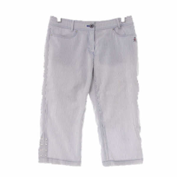 munsingwear 화이트블루 스트라이프 면혼방 7부시어서커골프팬츠