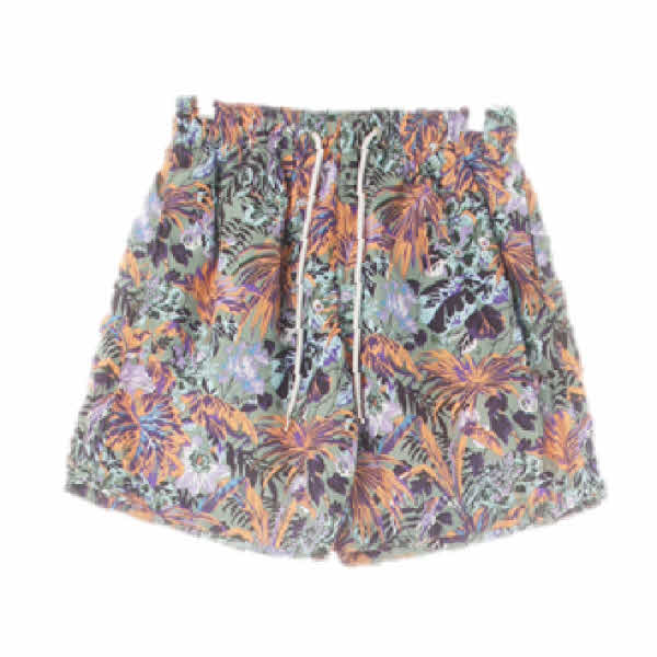 h&m 에메랄드그린 나뭇잎패턴 밴딩쿨비치팬츠
