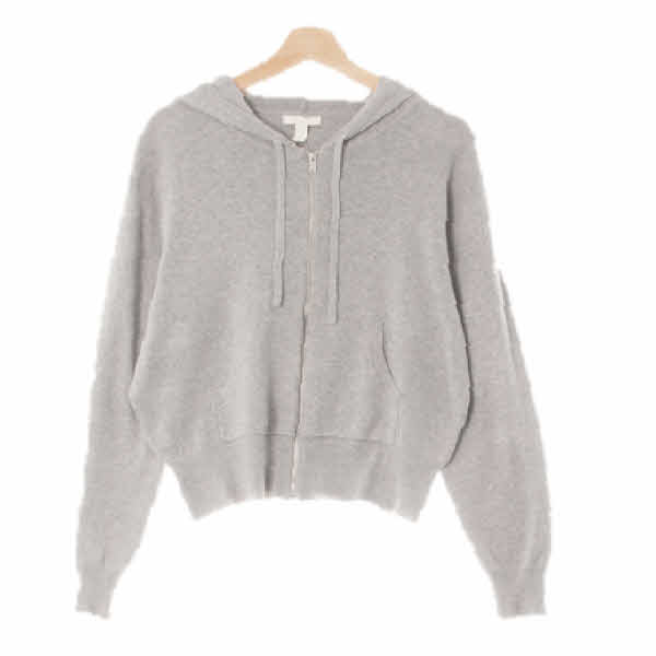 h&m 멜란지그레이 비스코스혼방 포켓크롭니트후드집업
