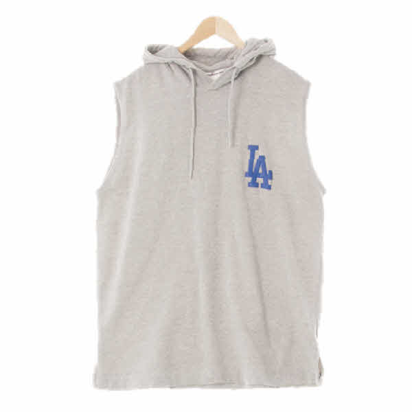 MLB 그레이 면 LA오버핏민소매후드티