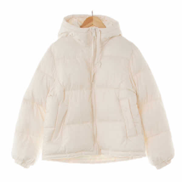 h&m 아이보리 하이넥후드숏패딩점퍼
