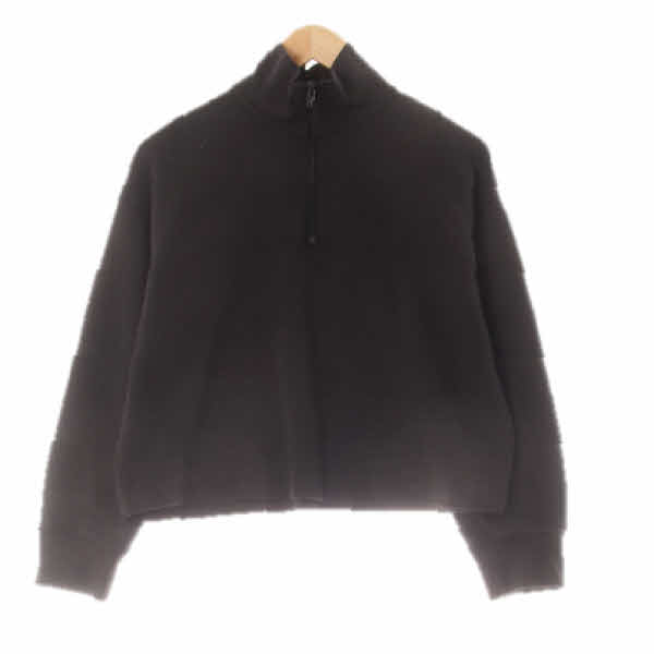 h&m 블랙 면혼방 절개라인반집업크롭하이넥티