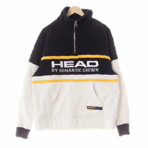 ratcrw x head 다크네이비크림 콜라보빅로고반집업후리스맨투맨