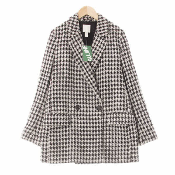 h&m 블랙 하운드체크 루즈더블트위드블레이저
