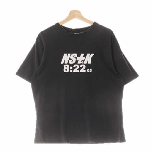 NS+k 블랙 프린팅 면 레터링넘버반팔티