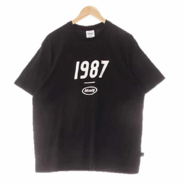mmlg 블랙 프린팅 면 로고1987반팔티
