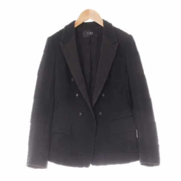 타임 블랙 면혼방 실크라펠슬림블레이저