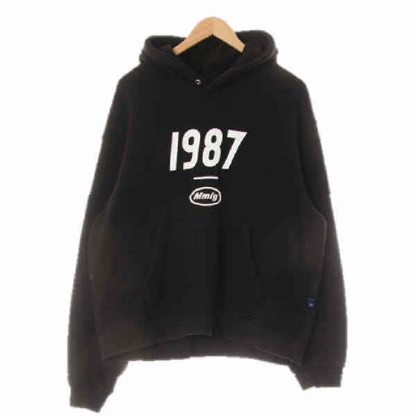 mmlg 블랙 면 1987루즈핏후드티