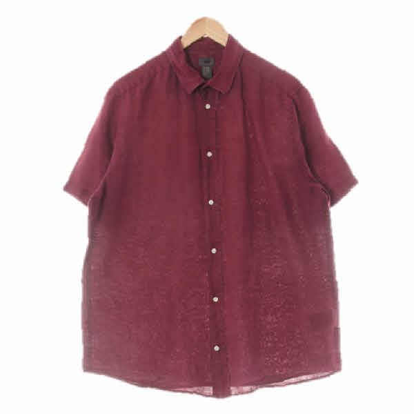 h&m 와인 린넨 루즈핏반소매셔츠
