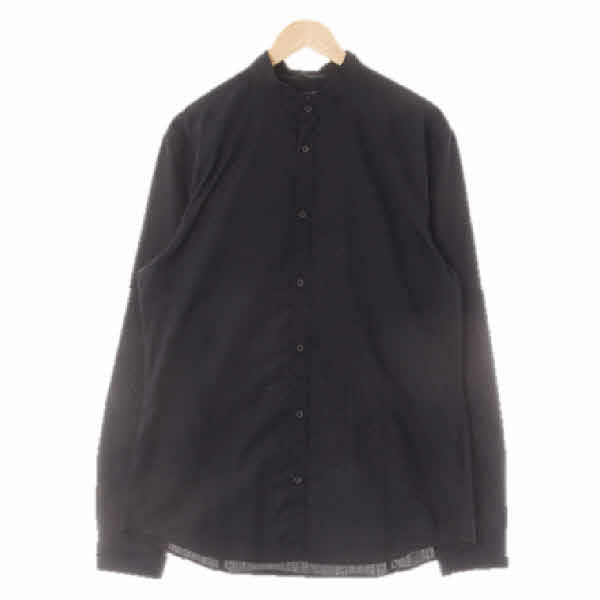 h&m 블랙 면혼방 차이나루즈핏긴팔셔츠