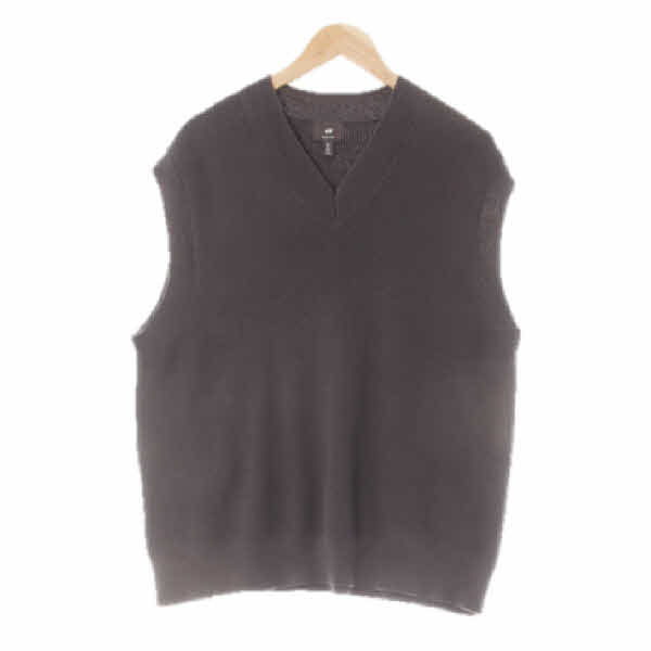 h&m 다크차콜 면혼방 레귤러핏브이넥니트조끼
