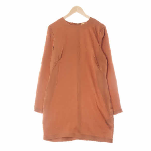 h&m 쉬머카멜브라운 슬림절개세틴원피스