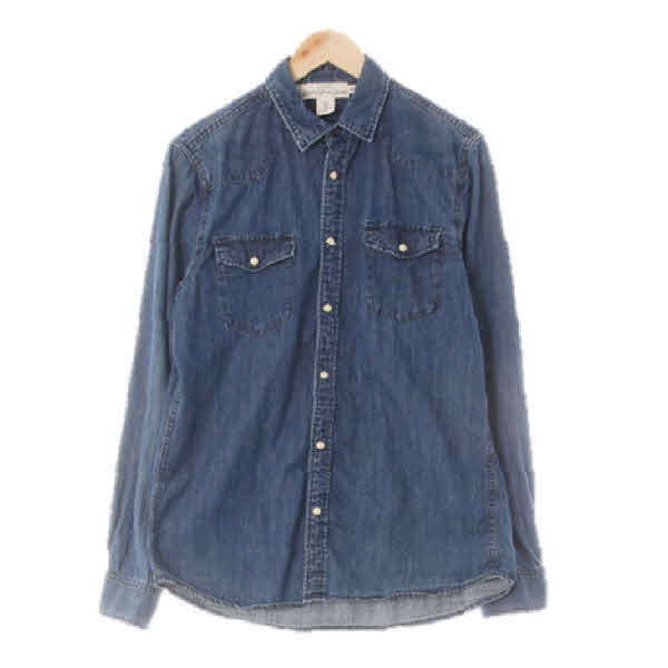 h&m 진청 데님 플랩투포켓셔츠