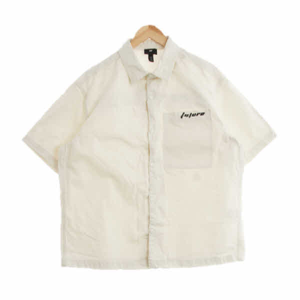 h&m 아이보리 프린팅 면 스텐실레터링루즈반팔셔켓